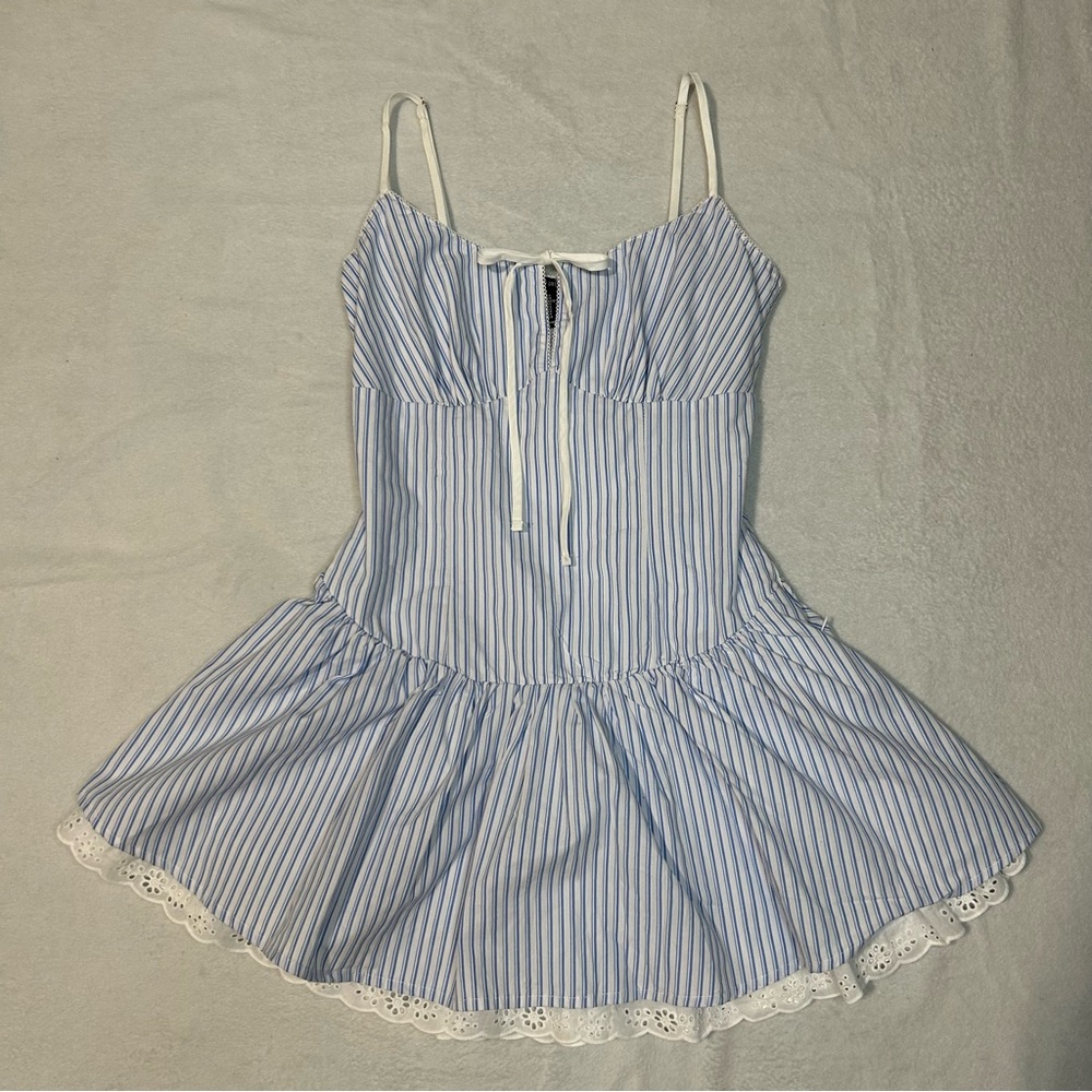 NWT Forever 21 Blue and White Pinstripe Mini Dres